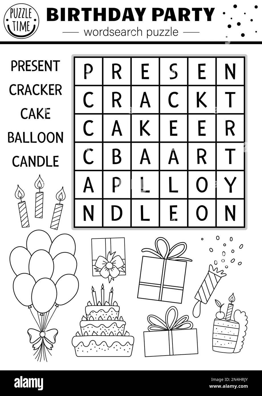 Birthday Party Word Search