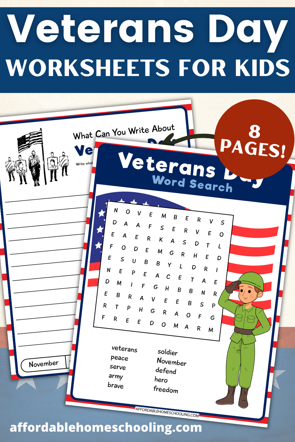 Veterans Day Word Search Free Printable