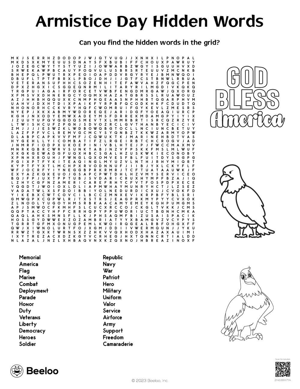 Veterans Day themed Word Searches Beeloo Printable Crafts And Activities For Kids