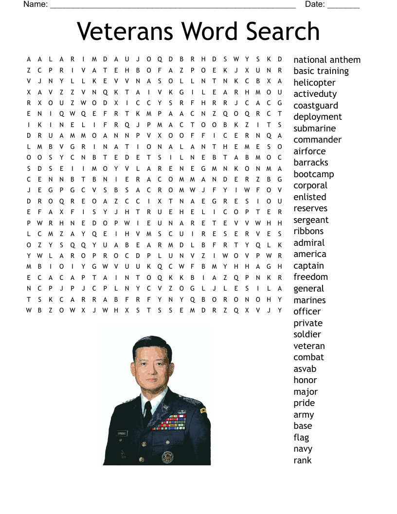 Veterans Word Search WordMint