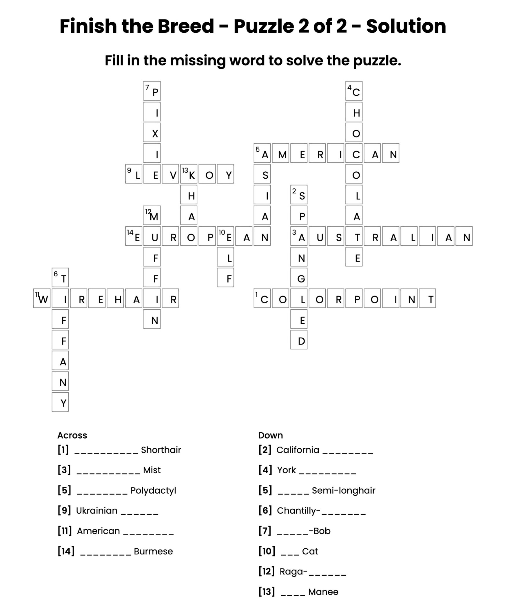 Weekly Cat Word Puzzle Cat Breeds Katzenworld Weekly Cat Word Puzzle Cat Breeds Katzenworld