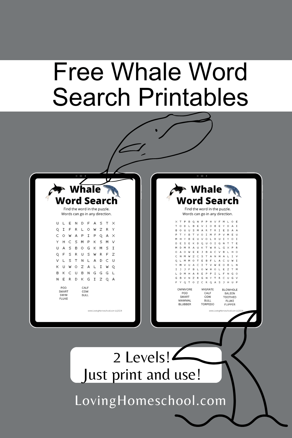 Whale Word Search Printables LovingHomeschool