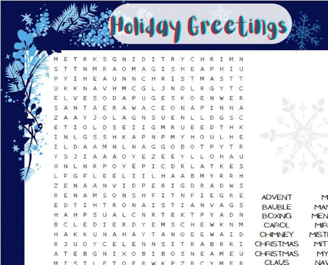 Winter Holidays Taut Word Search Selling Puzzle