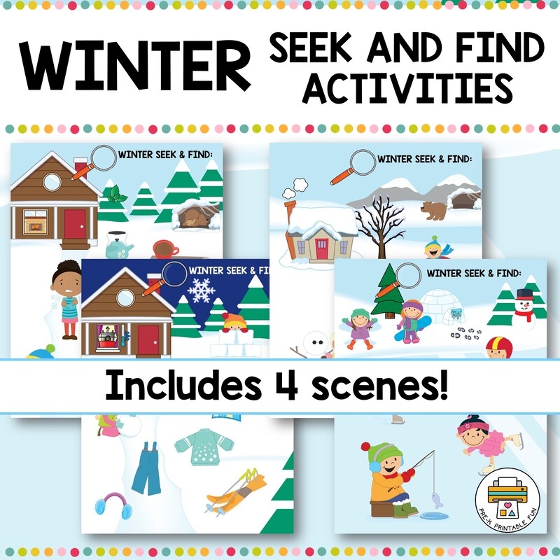 Winter Seek Find Activities Pre K Printable Fun