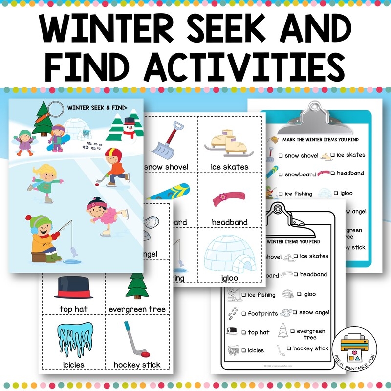 Winter Seek Find Activities Pre K Printable Fun