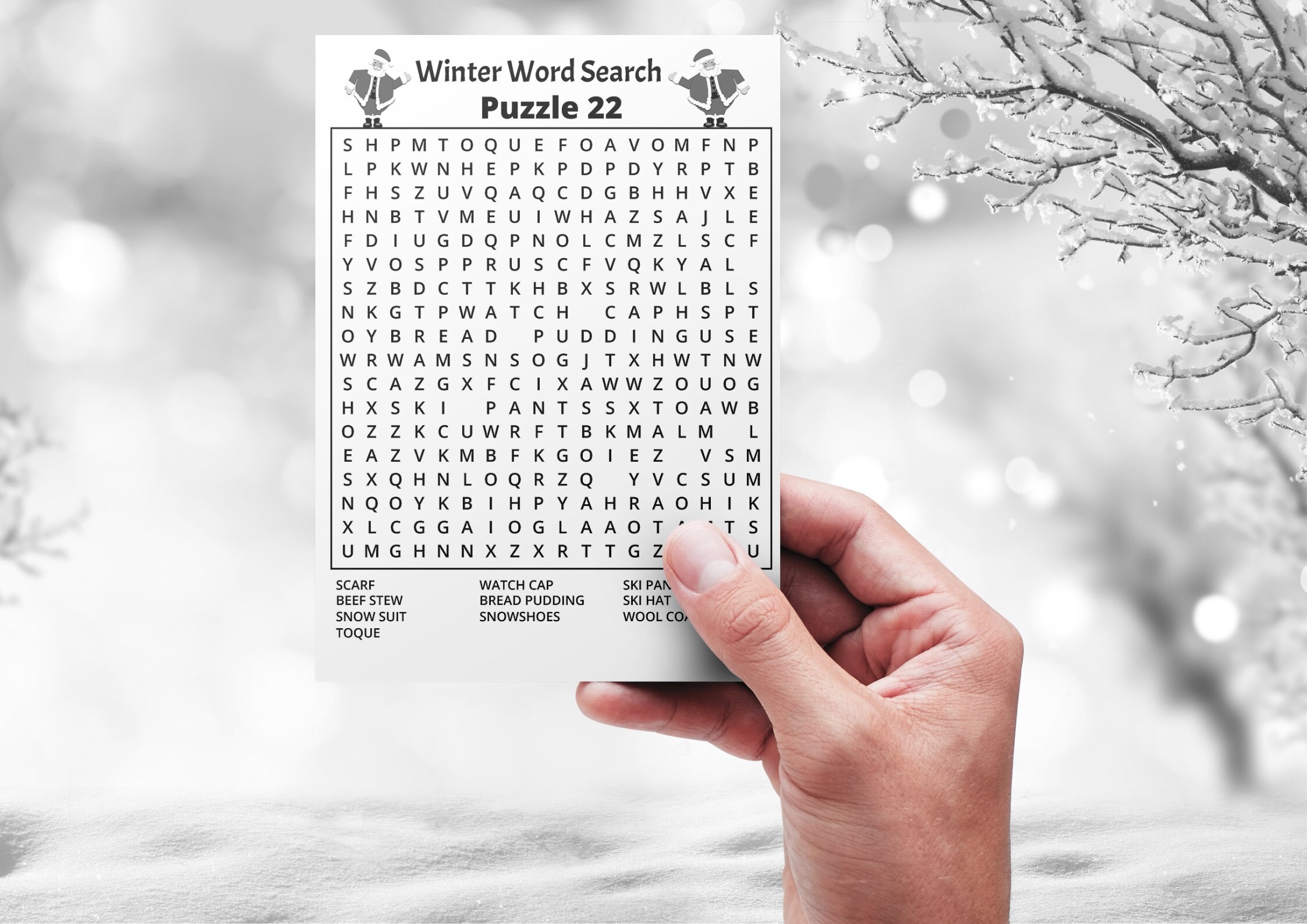Winter Word Search Activity Pages For Adults Relaxing Winter Themed Word Find Puzzle Book For Adults And Teens With Solutions Etsy