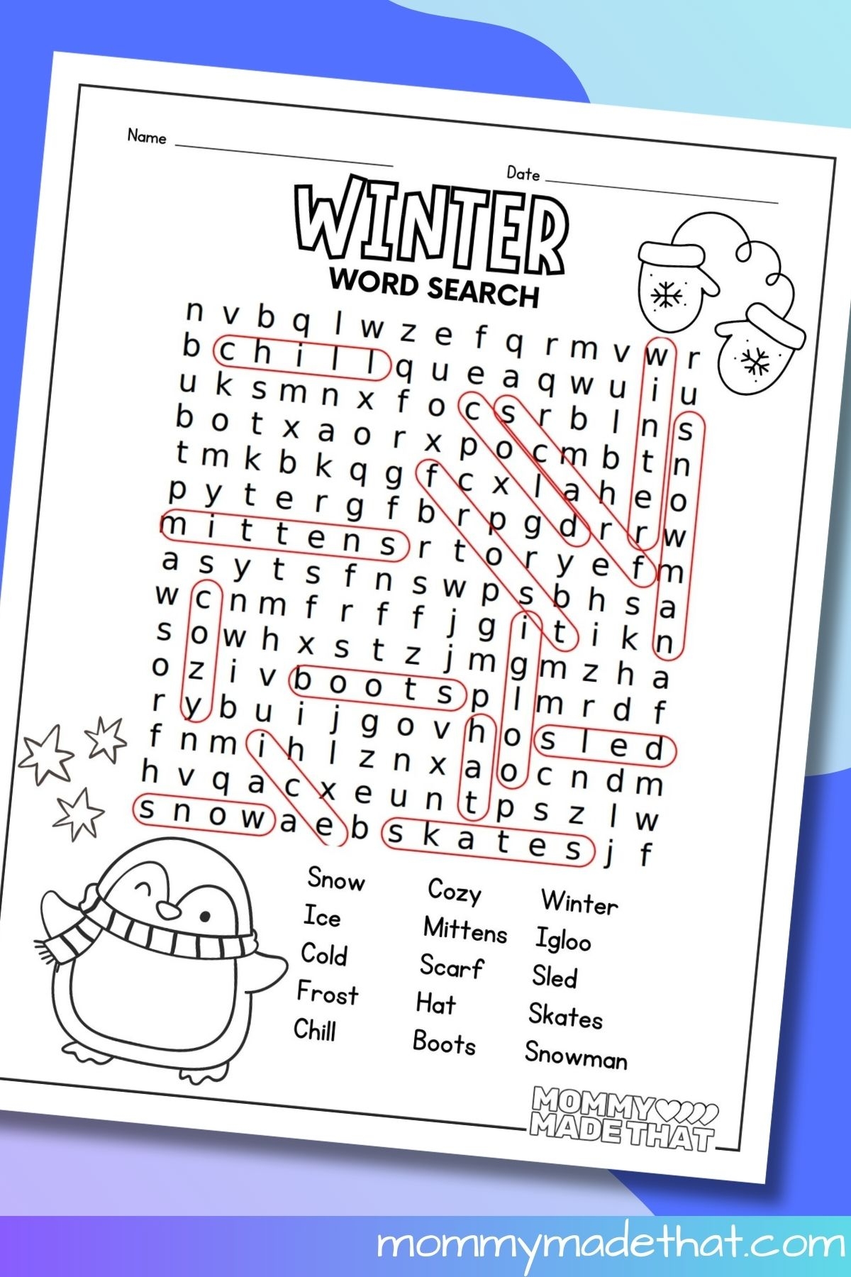 Printable Winter Word Search For Kids