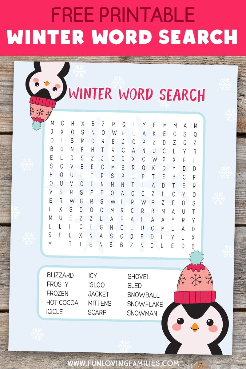 Winter Word Search Free Printable Kids Activity Fun Loving Families Winter Word Search Free Printable Kids Activity Fun Loving Families