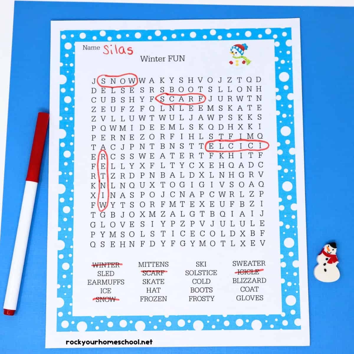 Printable Winter Word Search Free