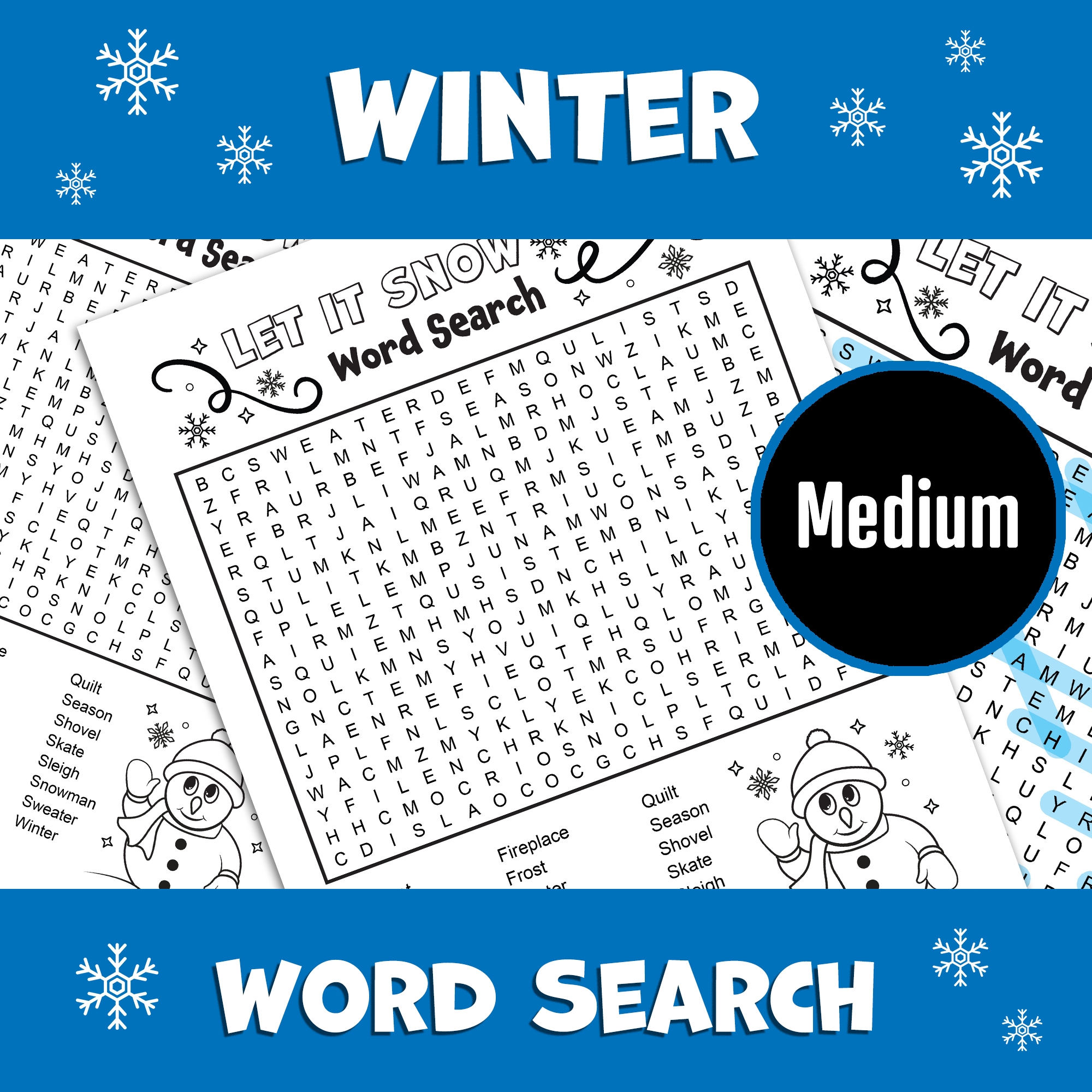 Winter Word Search Puzzle Medium Winter Activity Made By 