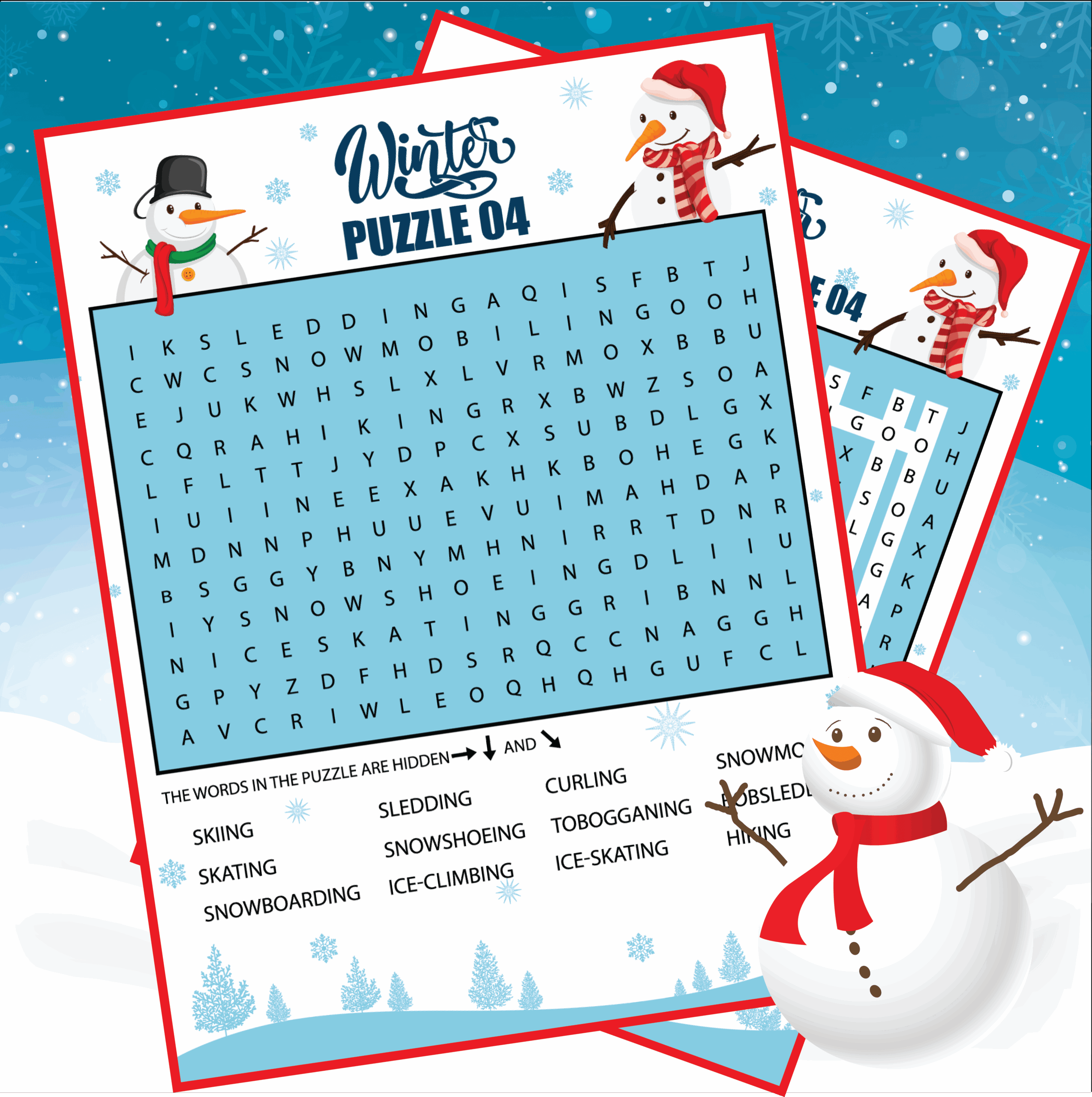 Winter Word Search Free Printable Pdf
