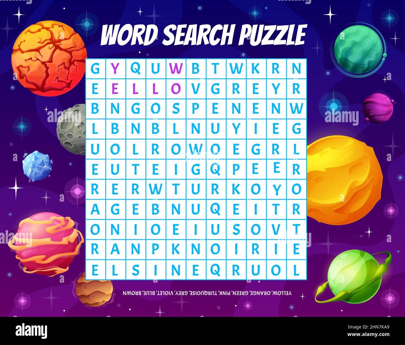 Word Puzzle Game Grid With Cartoon Color Space Planets Children Word Search Crossword Educational Riddle Child Playing Activity Vector Game Kids Lo Stock Vector Image Art Alamy
