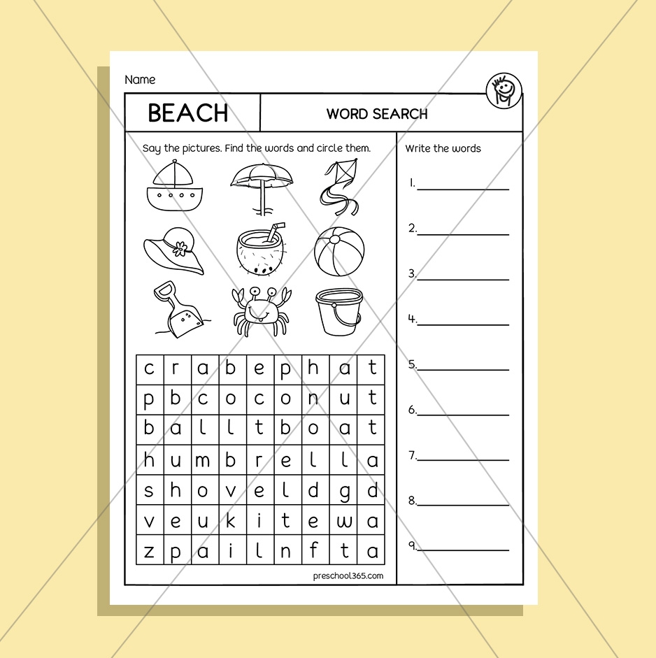 Word Search Activity Packet For Kindergarten 15pages 