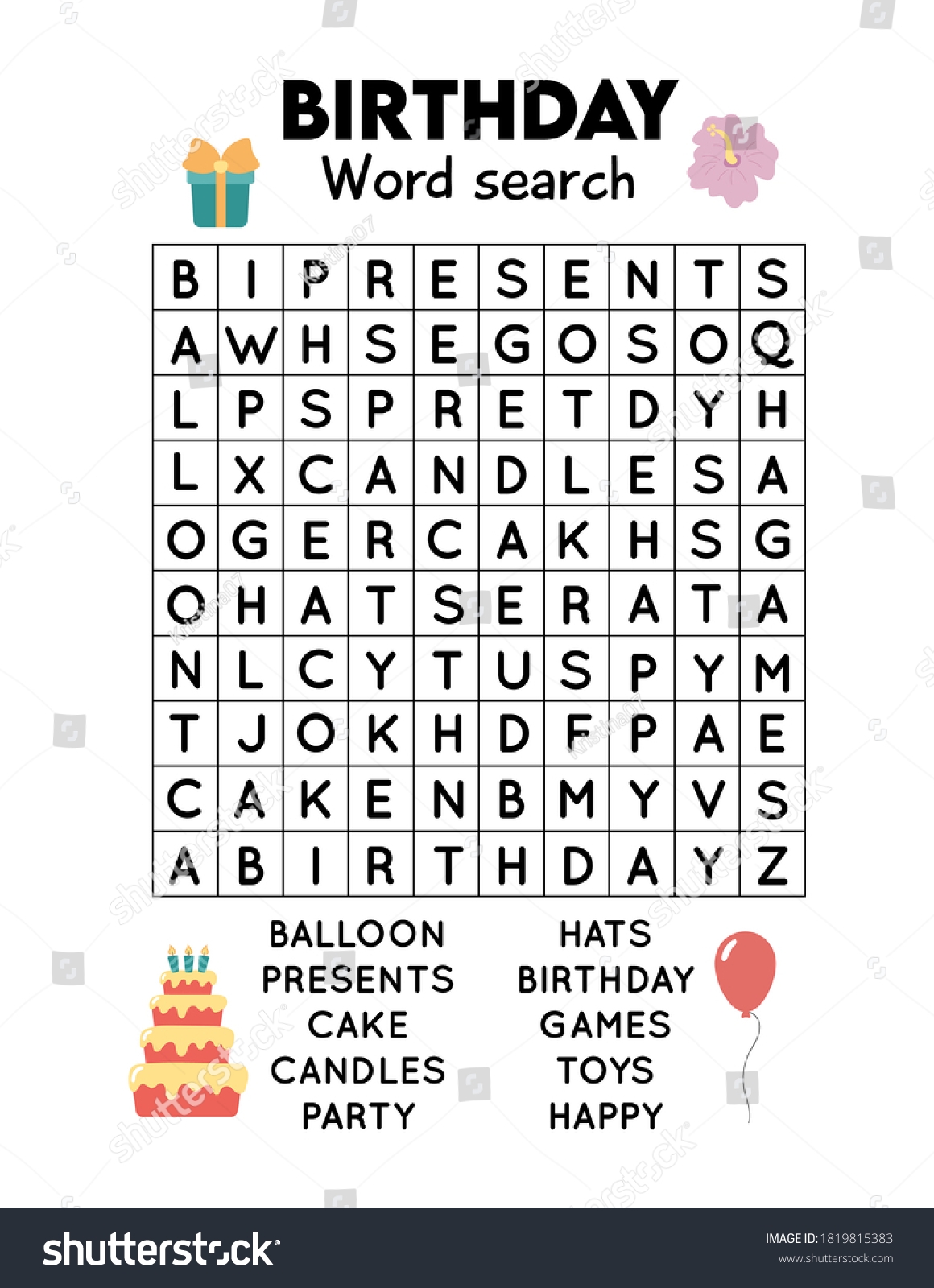 Word Search Crossword Children Birthday Theme Stock Vector Royalty Free 1819815383 Shutterstock Word Search Crossword Children Birthday Theme Stock Vector Royalty Free 1819815383 Shutterstock