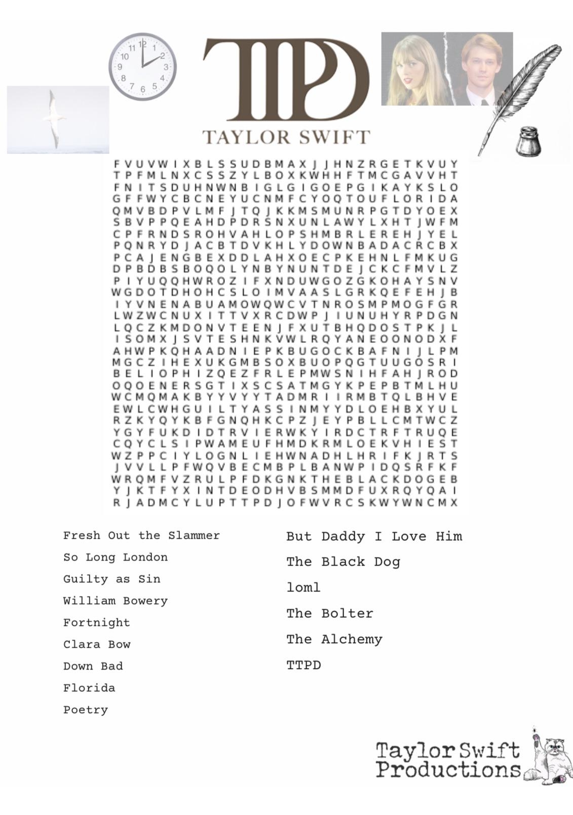 Word Search For Tomorrow R TaylorSwift