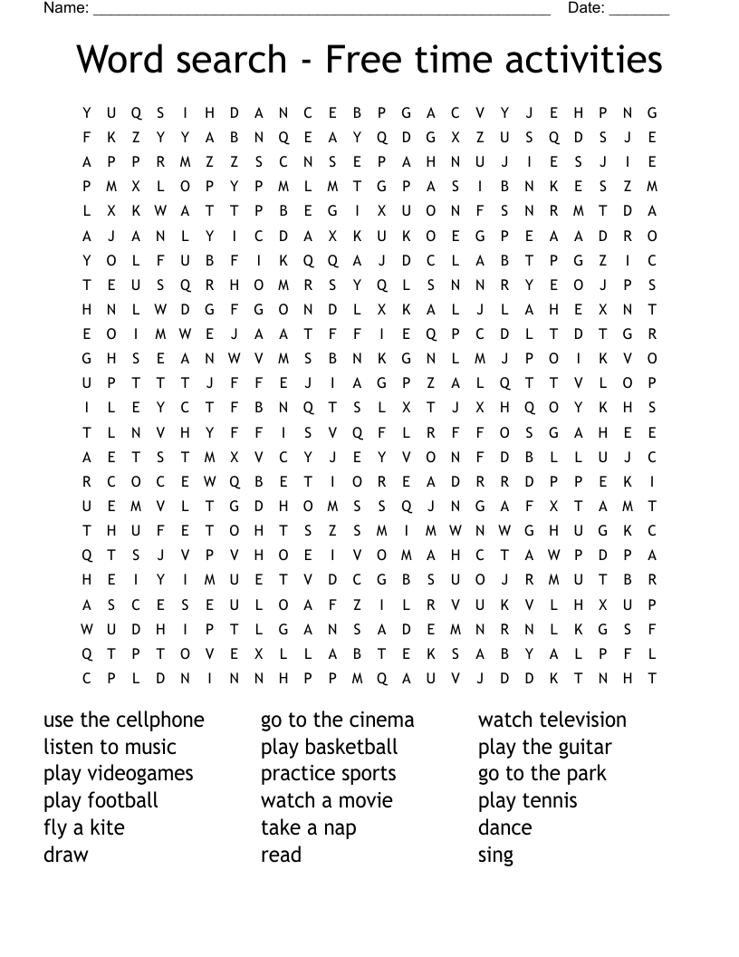 Word Search Free Time Activities WordMint