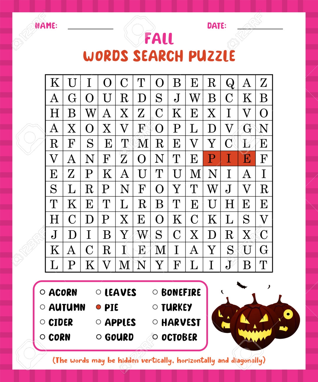 Word Search Game Fall Word Search Puzzle Worksheet For Learning English Royalty Free SVG Cliparts Vectors And Stock Illustration Image 193523593 
