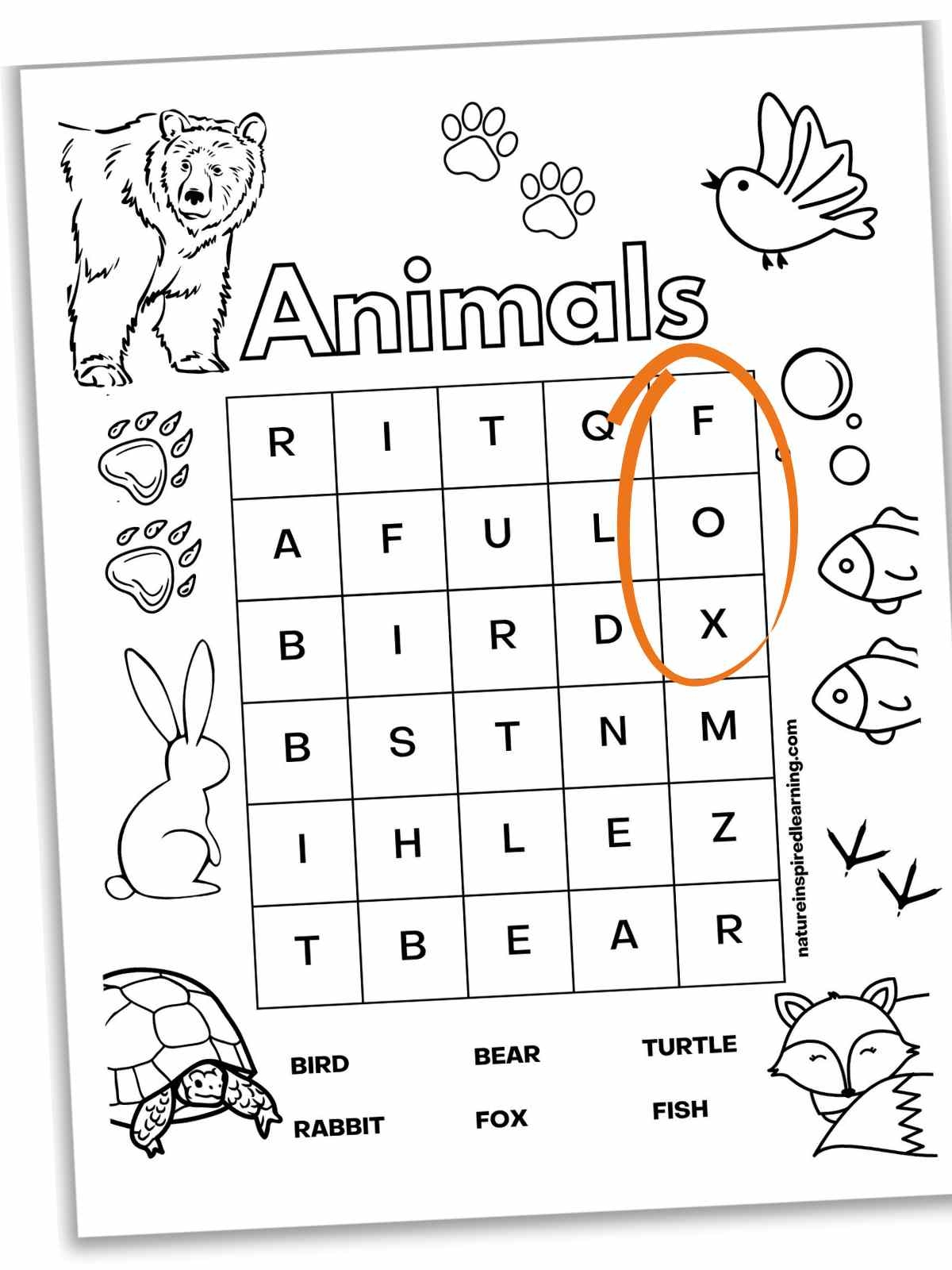 Word Search Game For Children Crossword With Farm Animals Worksheets Library