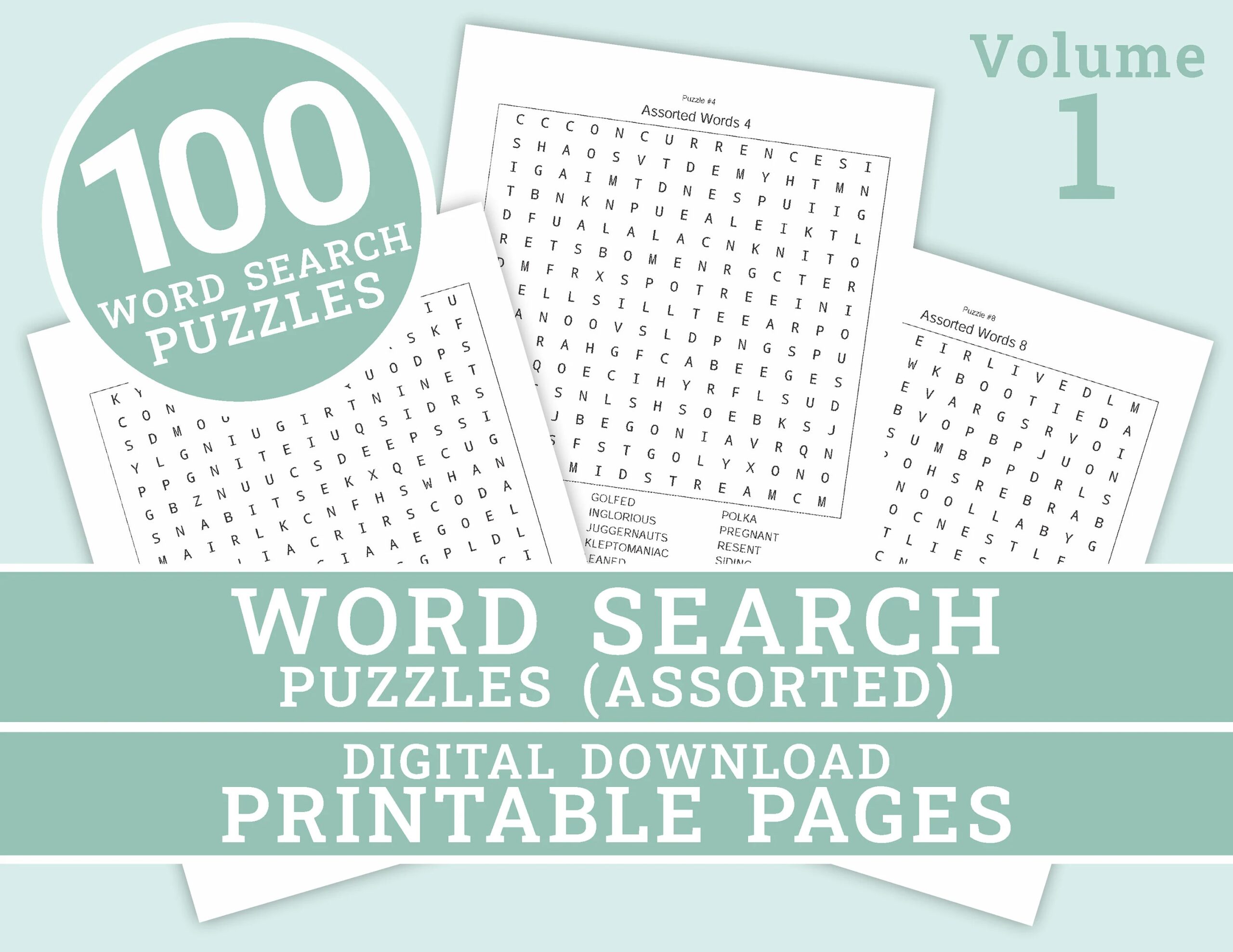 Word Search Puzzle 100 Printable Puzzle Pages For Kids And 