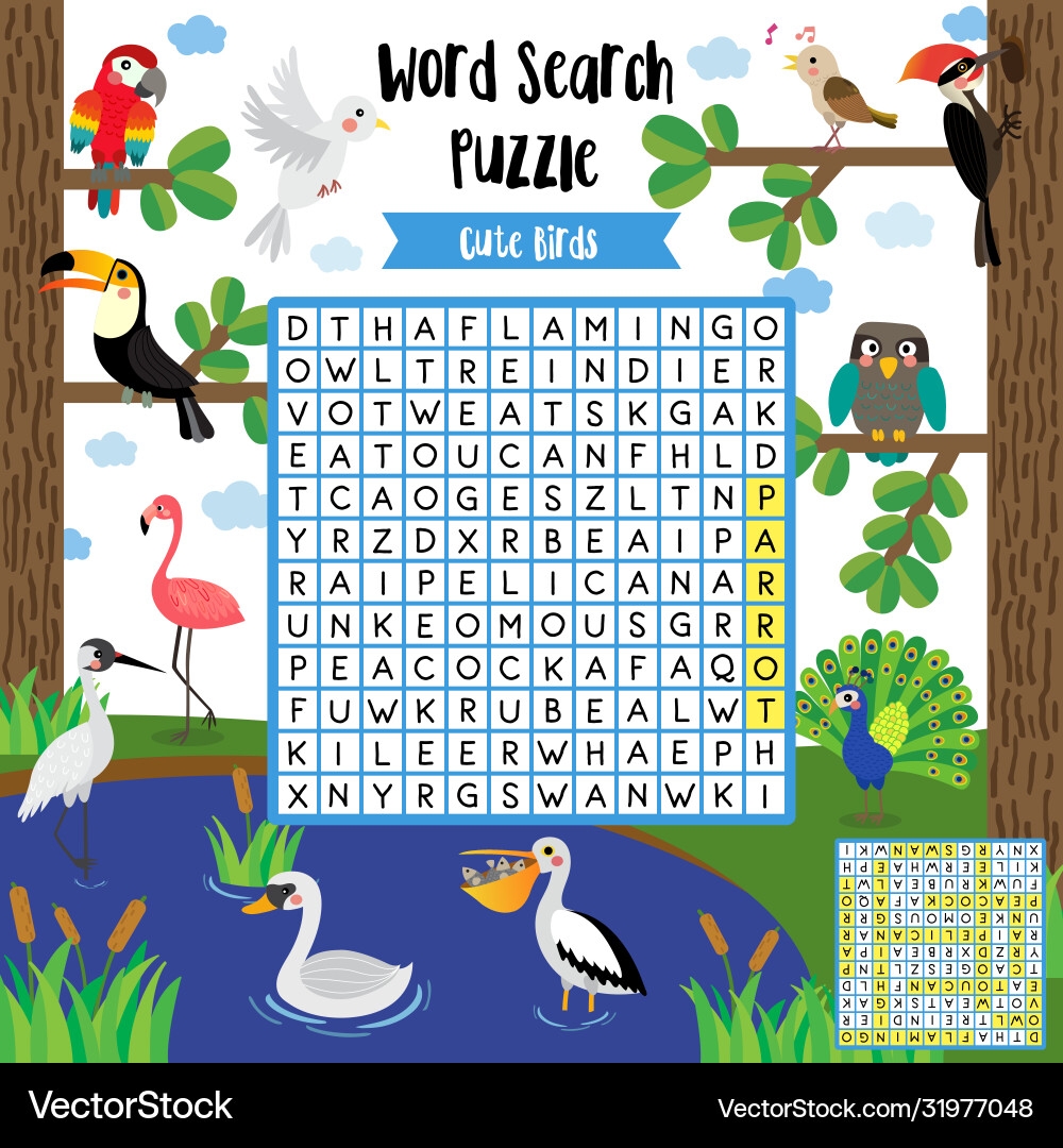 Word Search Puzzle Bird Animals Royalty Free Vector Image Word Search Puzzle Bird Animals Royalty Free Vector Image