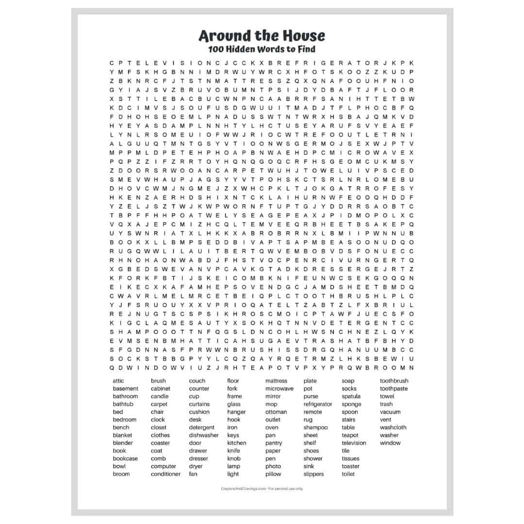 100 Word Search Printable Pdf