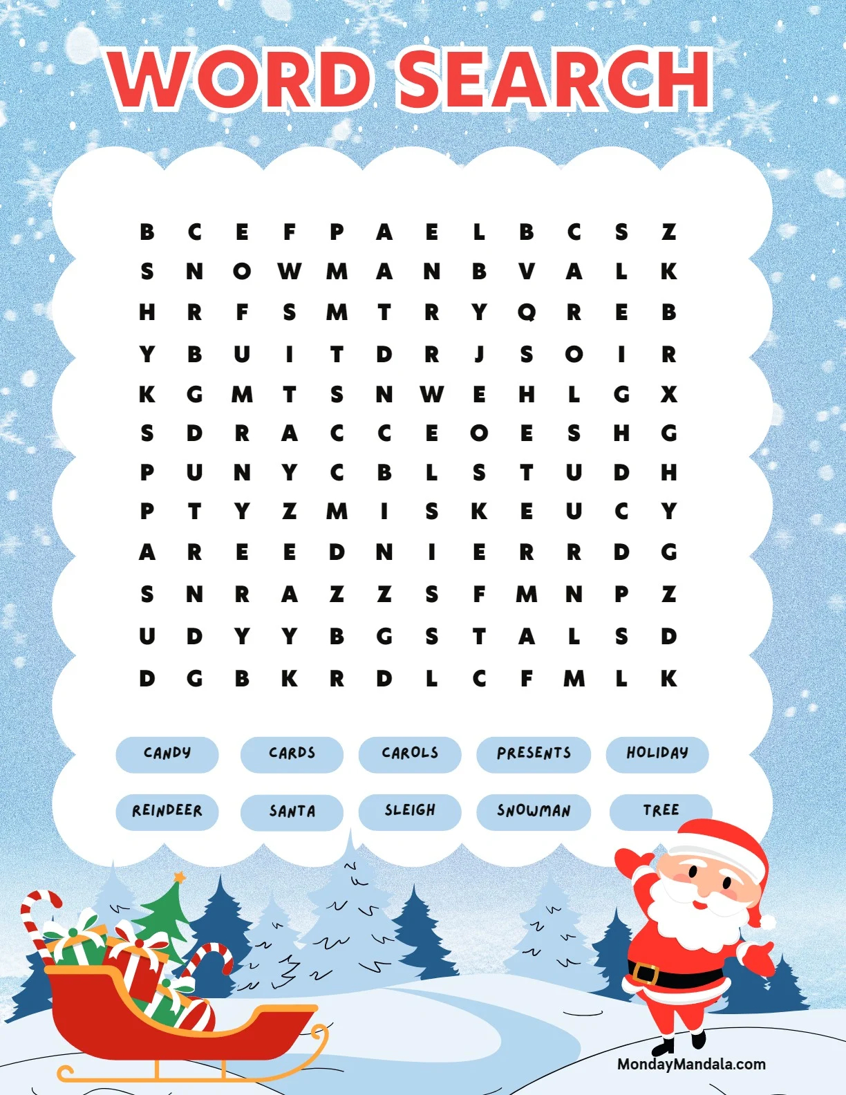 Printable Free Christmas Word Search