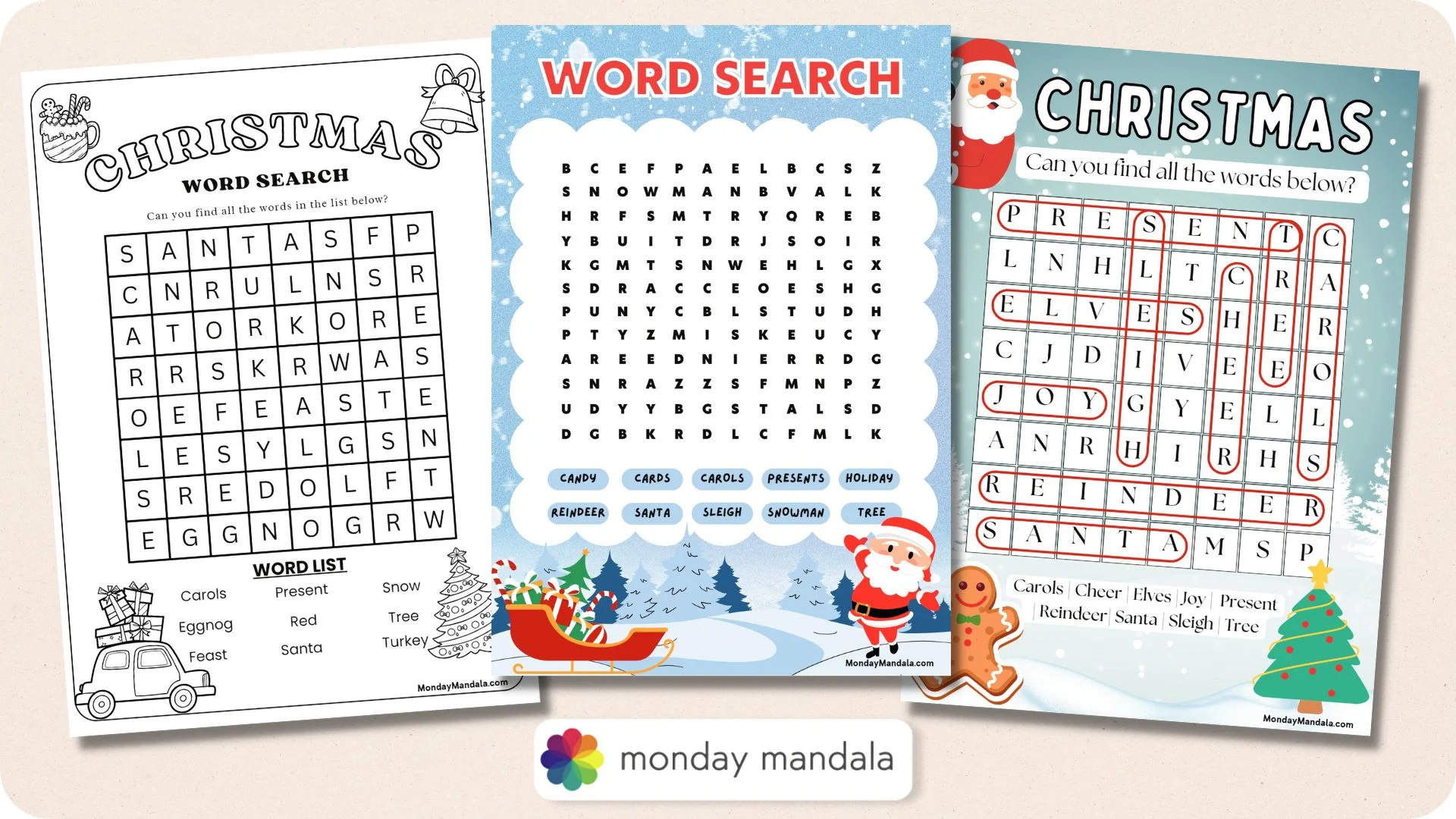 18 christmas word searches free pdf printables