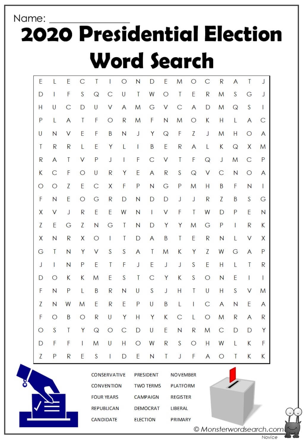 President Word Search Free Printable