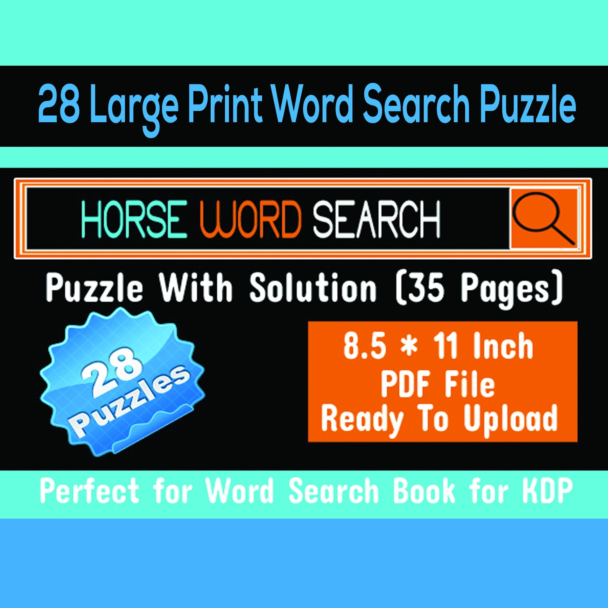 28 Large Print Horse Word Search Puzzles For Seniors Adults KDP Interior Etsy