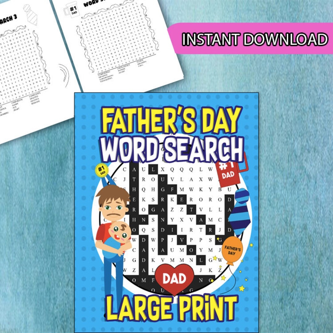 30 Father s Day Word Search Puzzles Instant Download Printable PDF Word Search For Men Gift For Fathers Day Gift For Dad Best Dad Ever Etsy