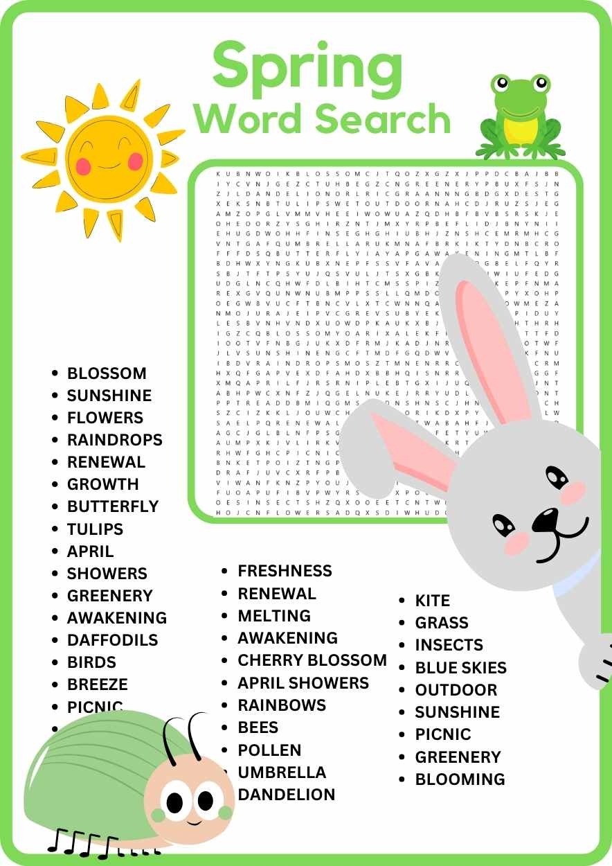 3rd 4th 5th 6th grade giant spring break word search worksheet activity made by teachers
