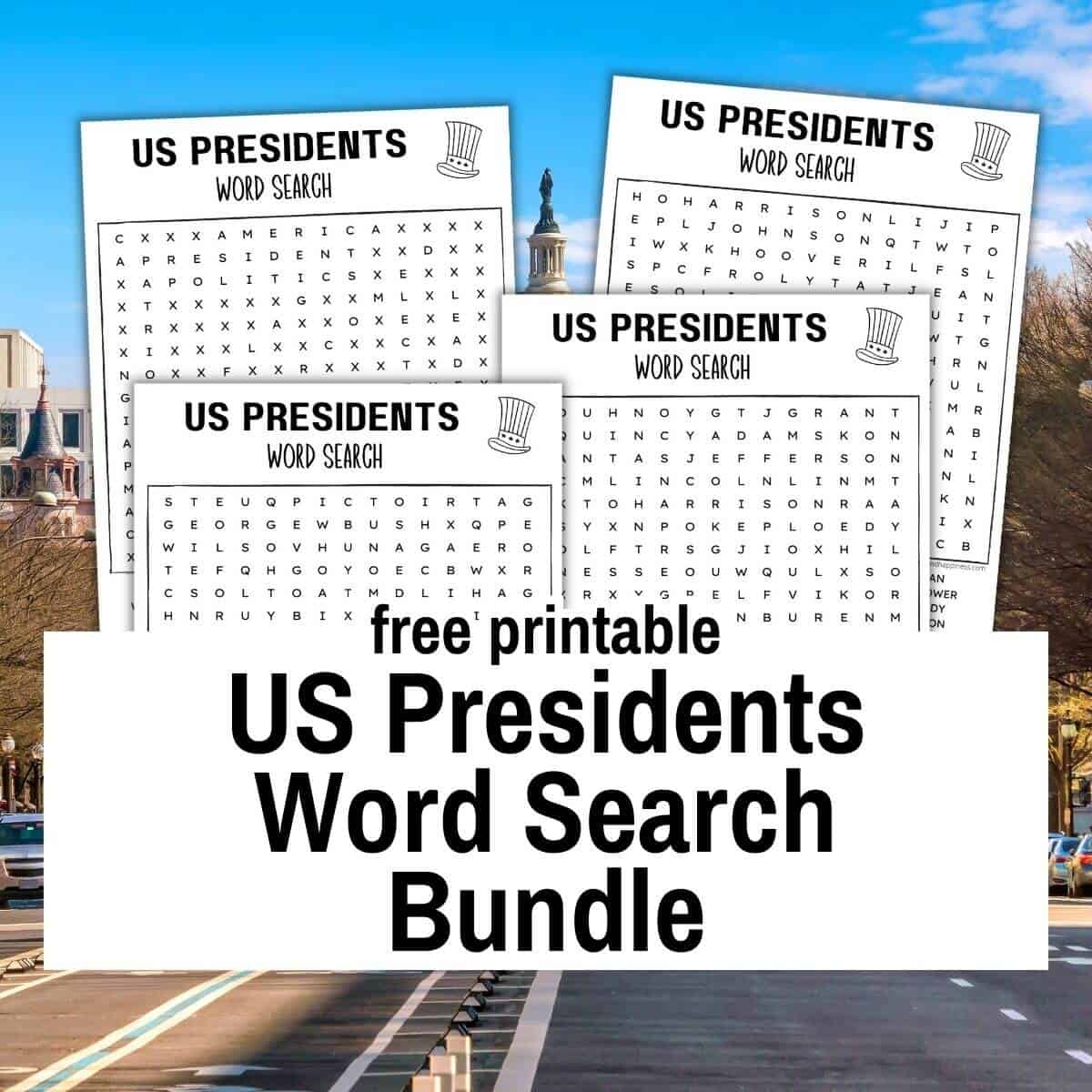 4 Free Printable US Presidents Word Search Worksheets