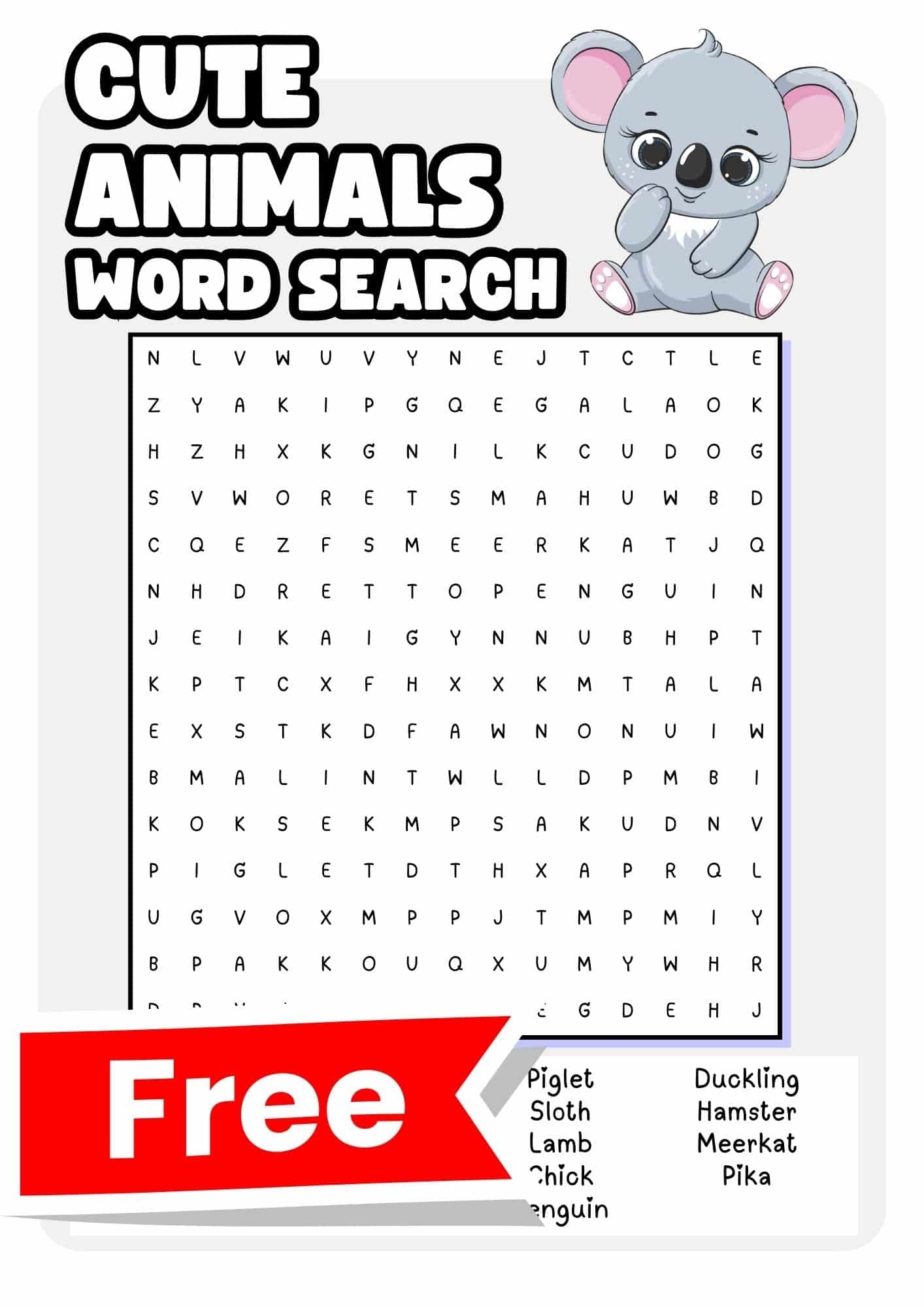 Word Search Printable Animals Pdf