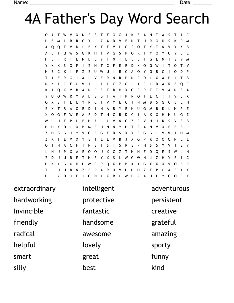 4A Father s Day Word Search WordMint
