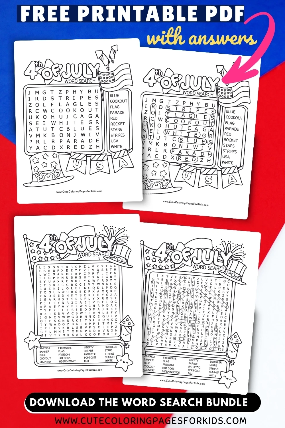 4th Of July Word Search Free Printable Activity For Kids Cute Coloring Pages For Kids