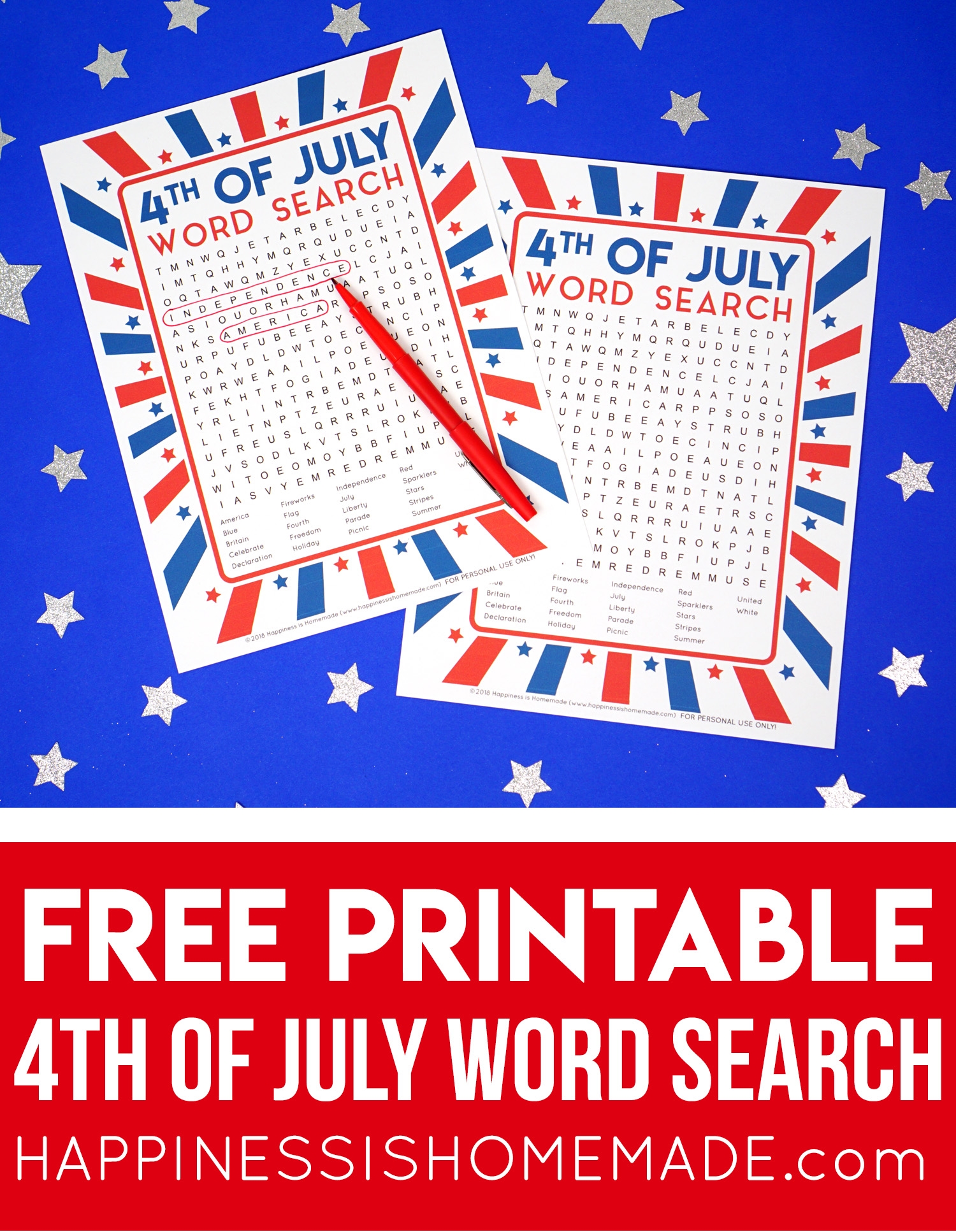 4th Of July Word Search Free Printable Happiness Is Homemade