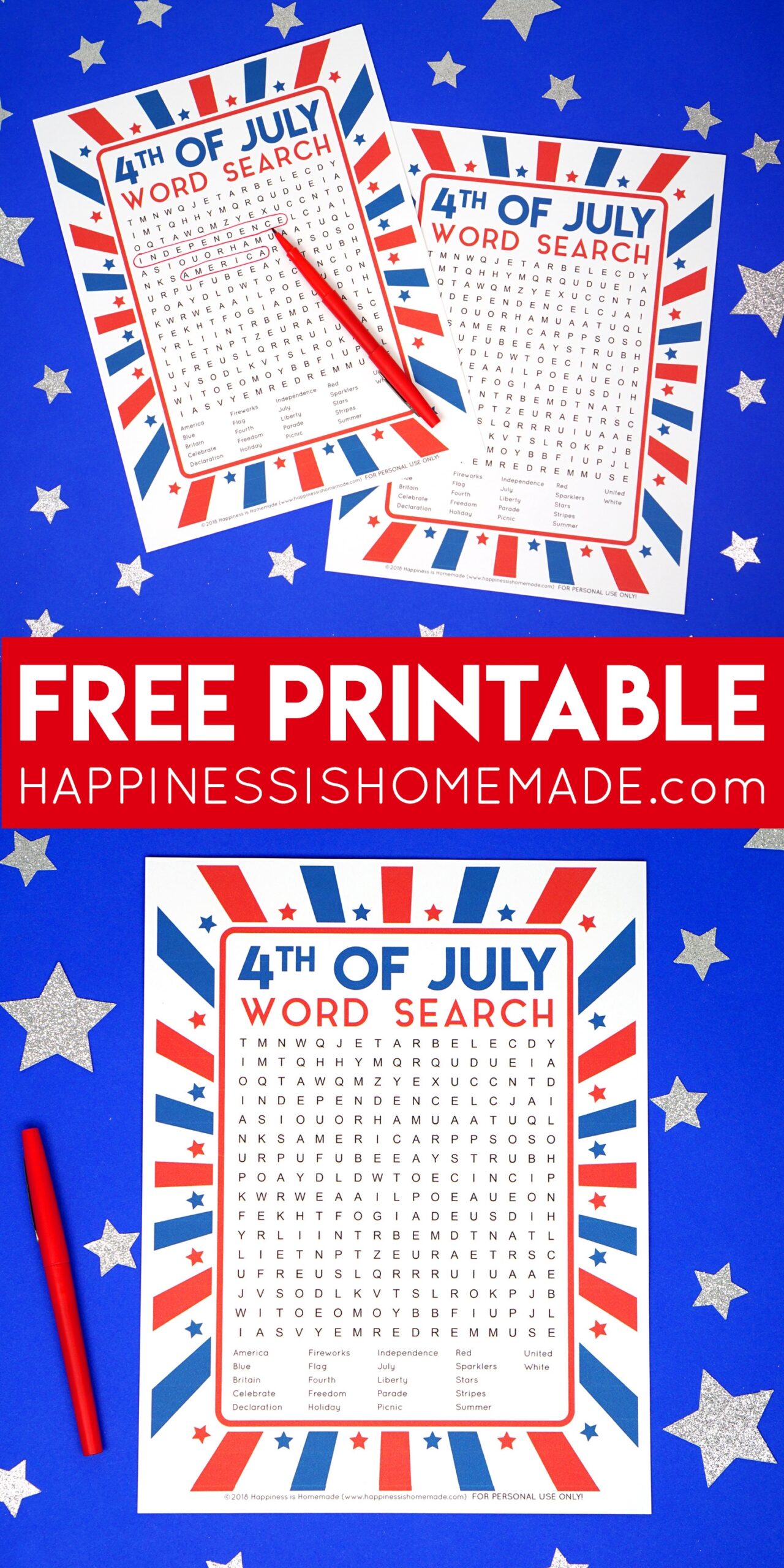 4th Of July Word Search Free Printable Happiness Is Homemade