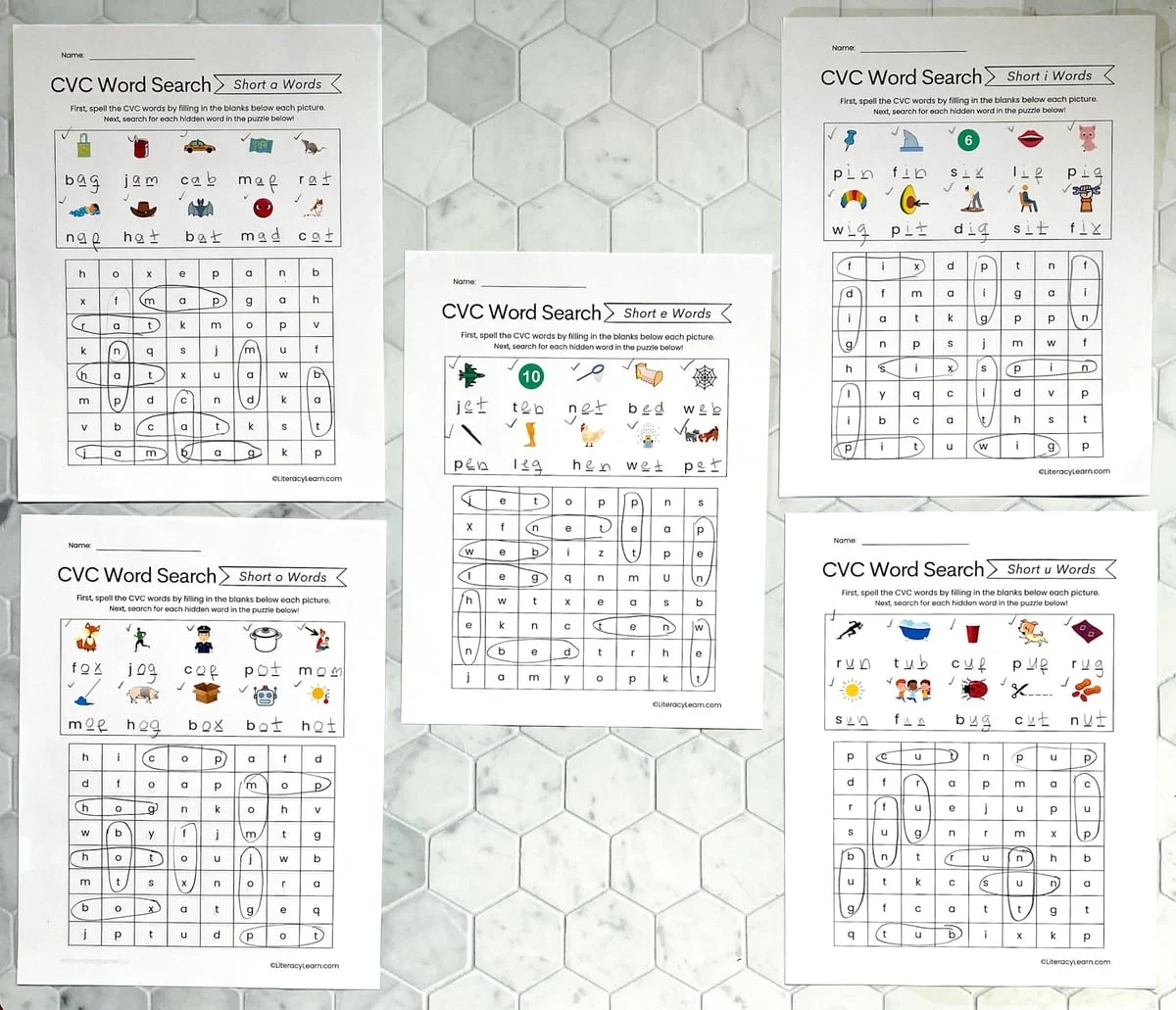 5 CVC Word Searches Free Printables Literacy Learn