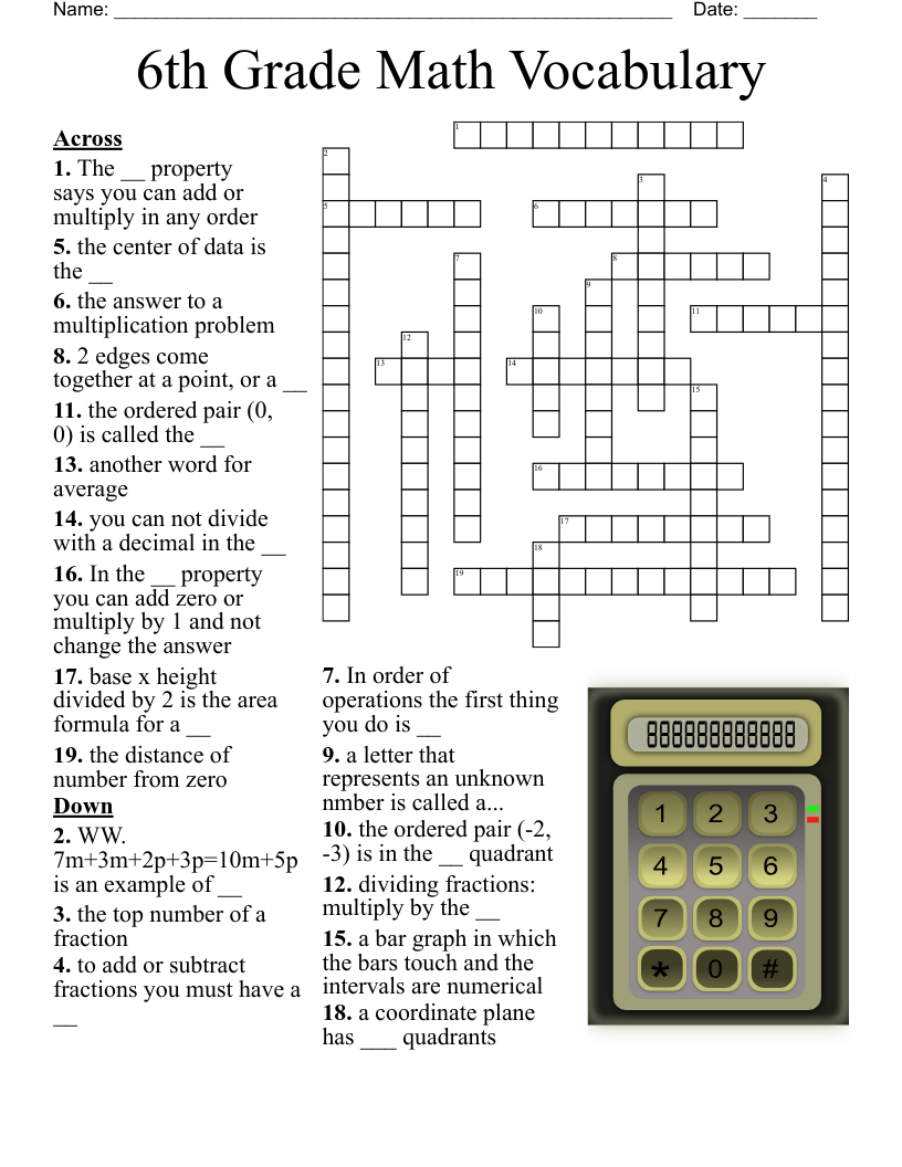 6th Grade Math Vocabulary Word Search WordMint