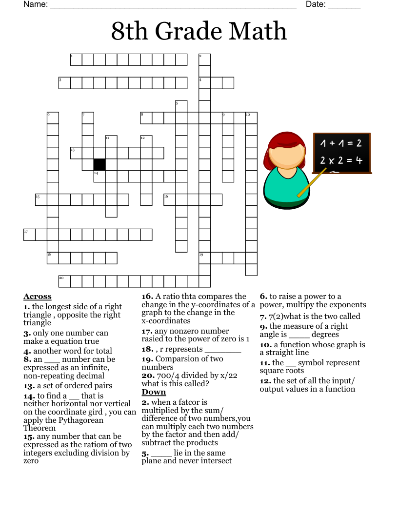 Math Word Search 6th Grade