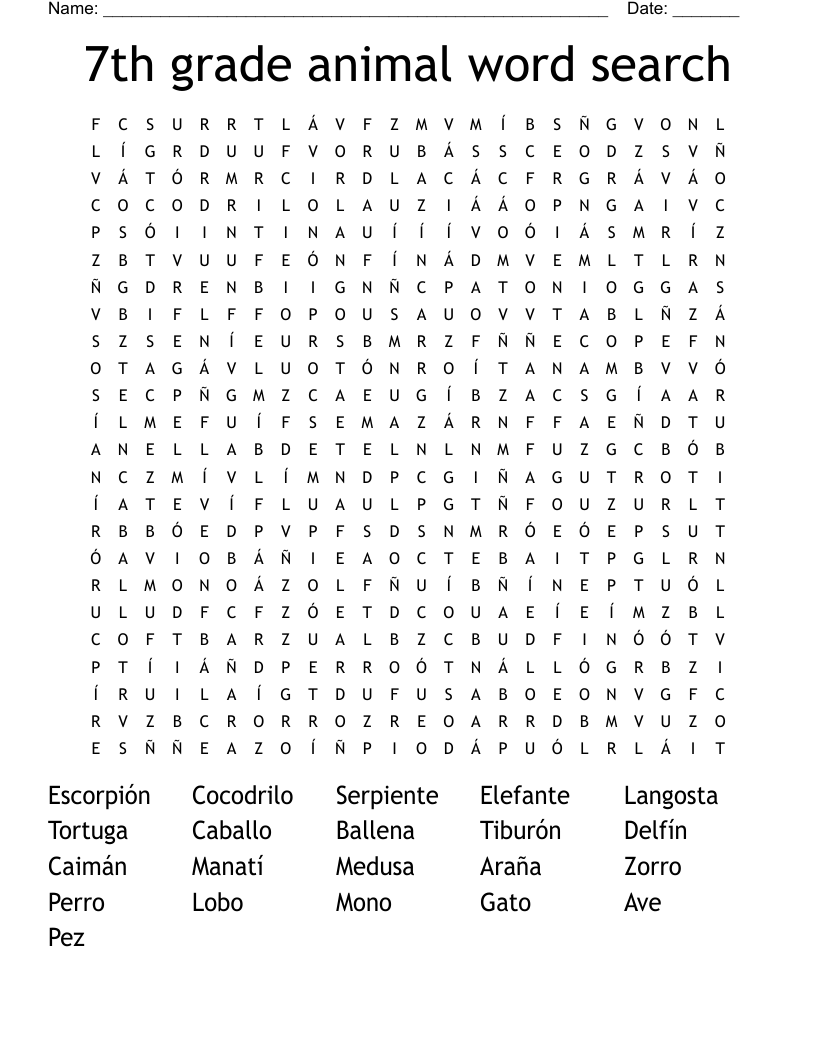 Word Search For 7 Year Old Printable