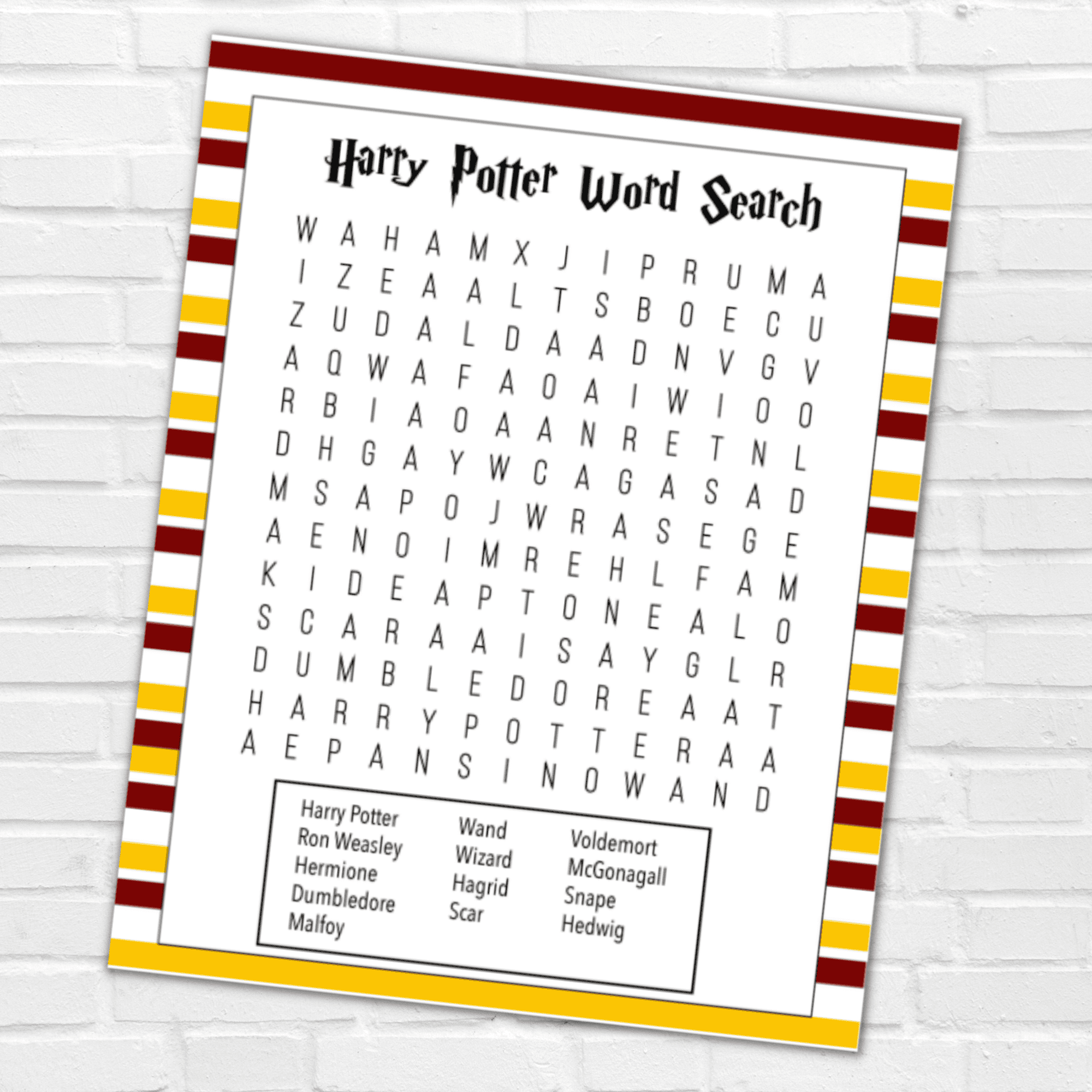 Free Printable Word Search Harry Potter