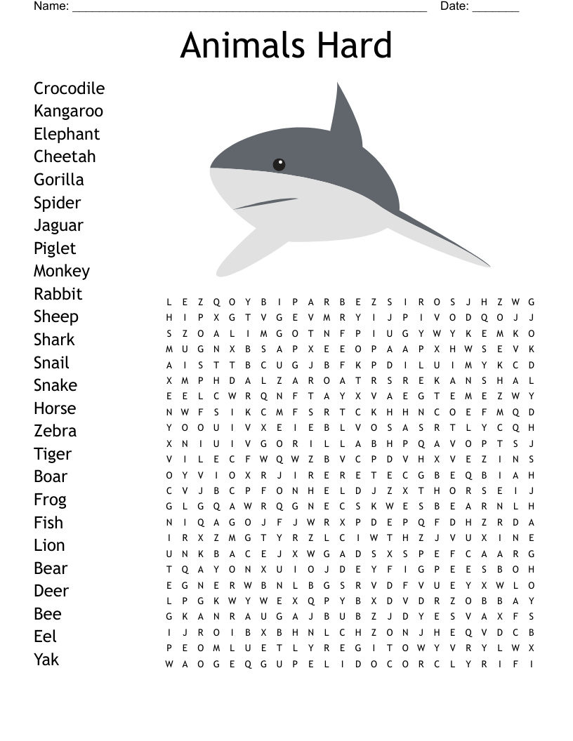Hard Printable Word Searches