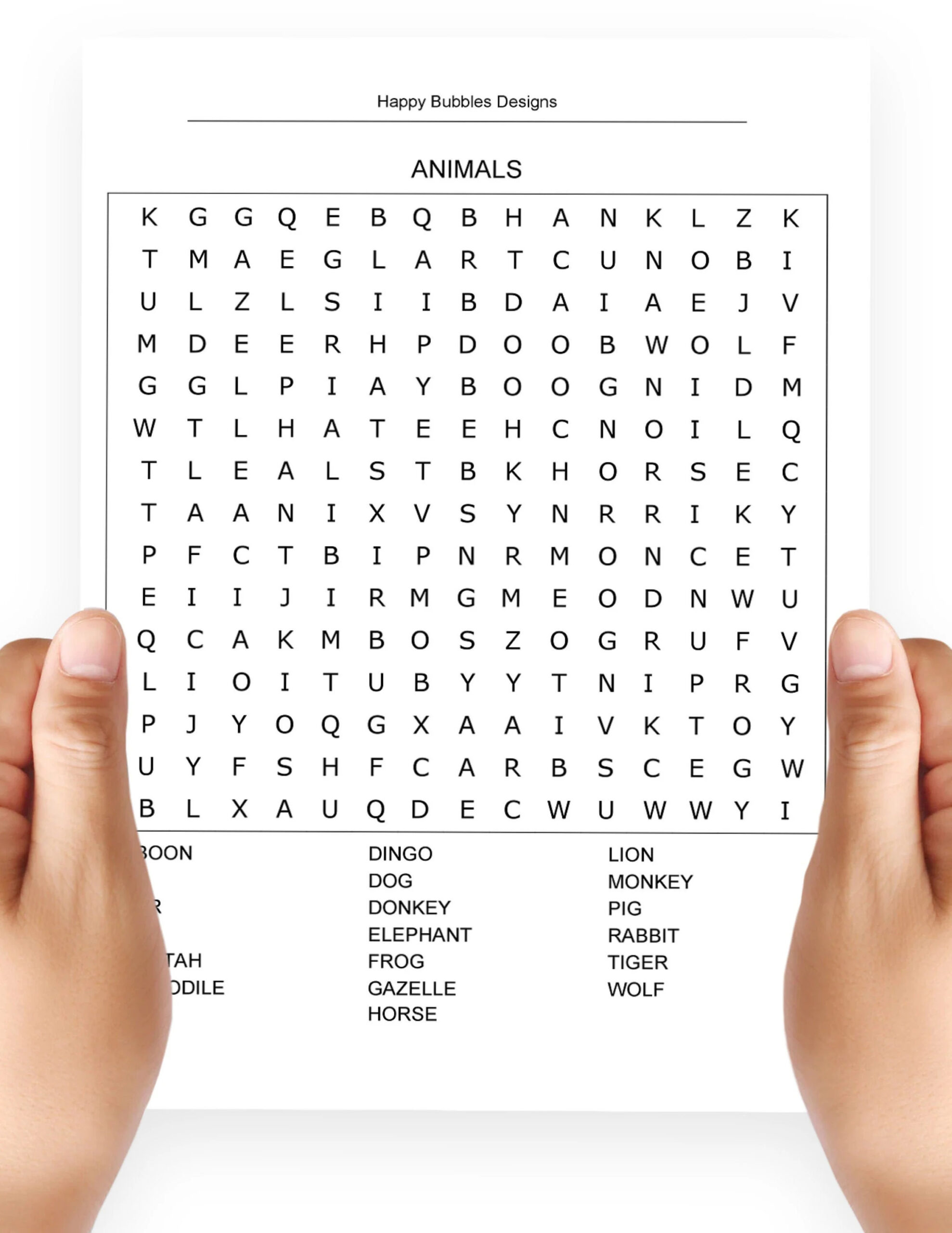 animals word search puzzle in large print etsy