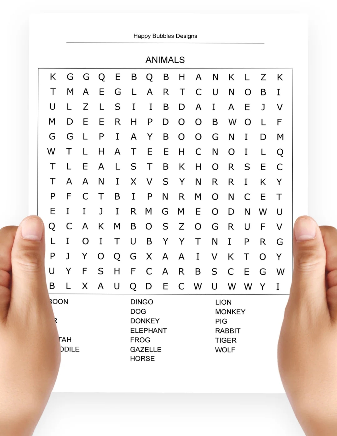 Free Printable Animal Word Search Puzzles