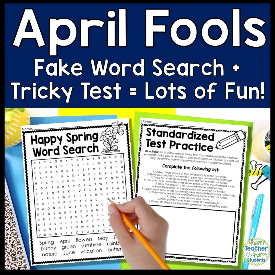 April Fools Word Search And Tricky Test Two No Prep April Fools Day Activities Made By Teachers