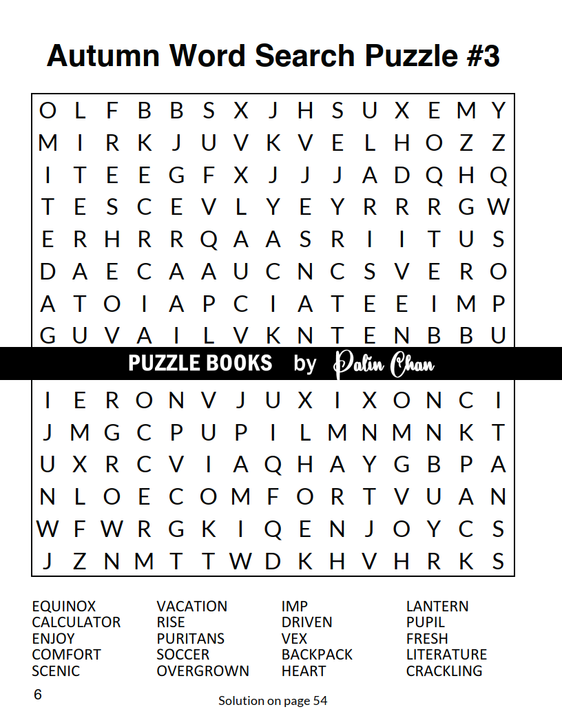autumn word search puzzle book chill colors publishing