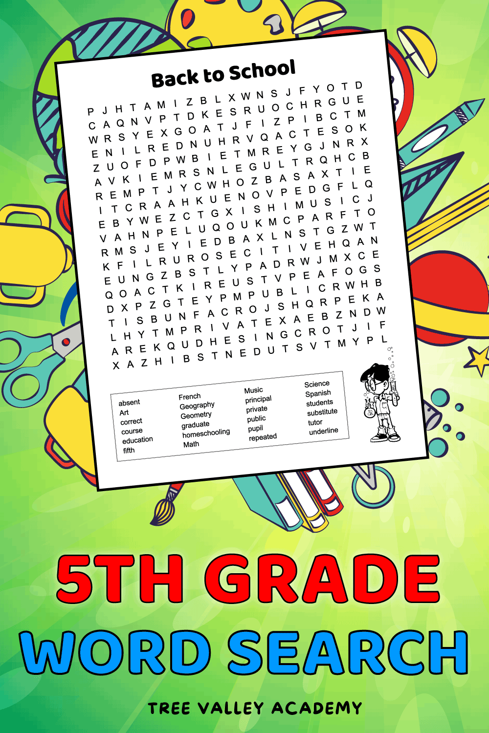 Back To School Word Search For 5th Grade Students Back To School Word Search For 5th Grade Students