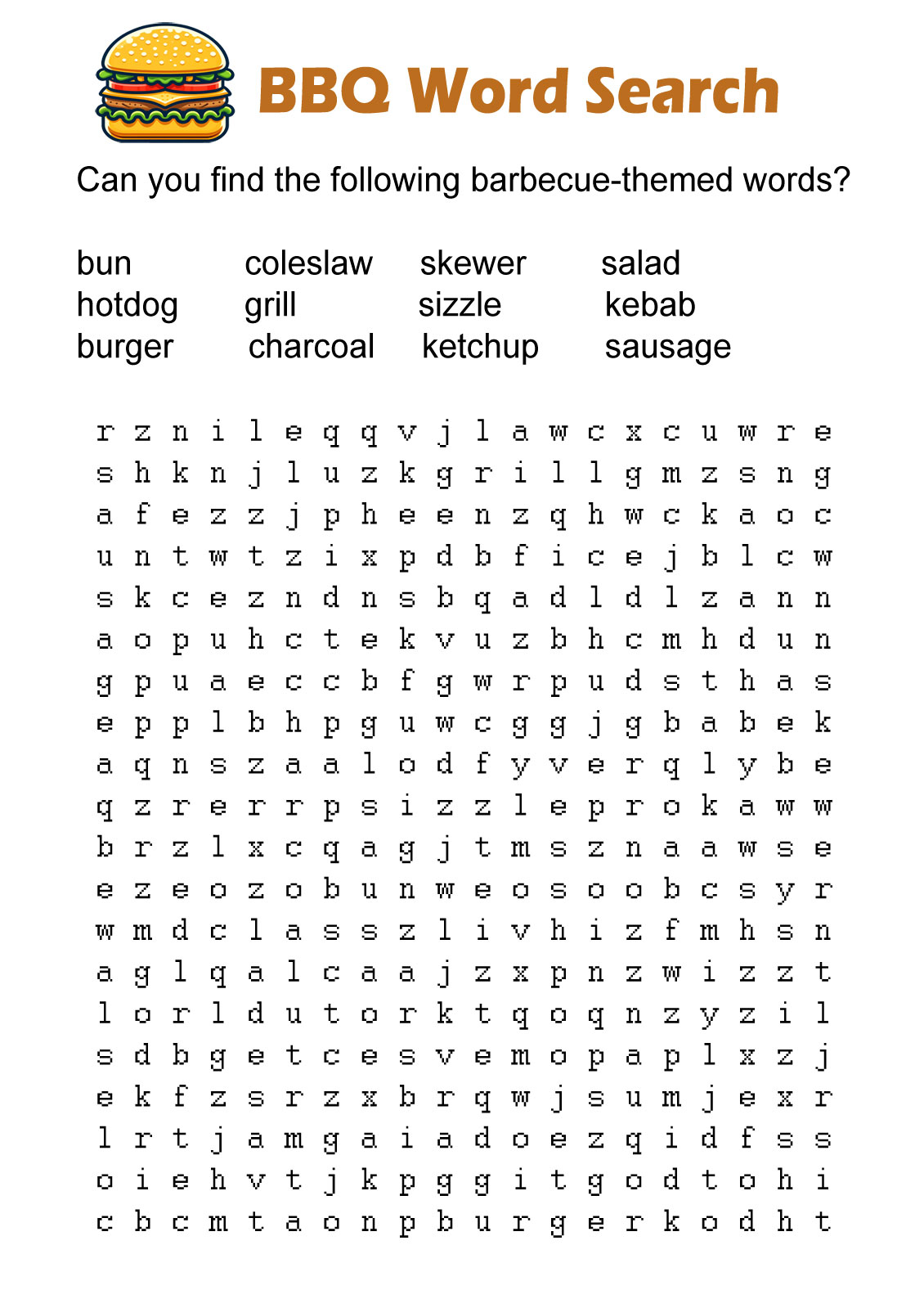 Free Word Search Summer