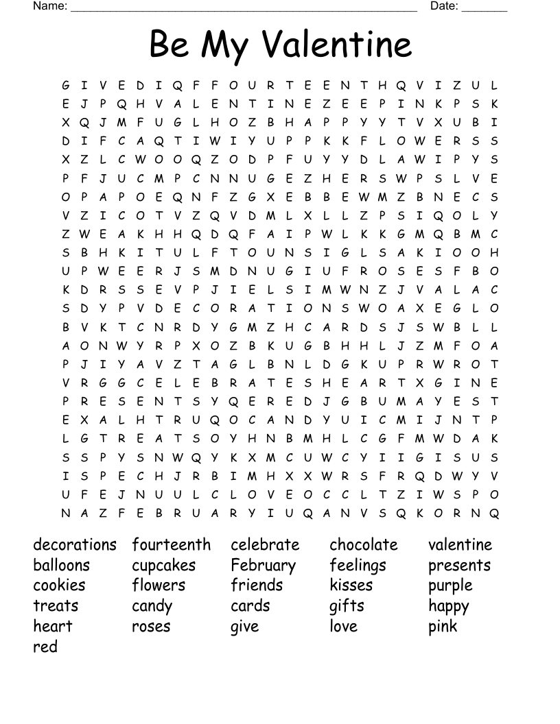 Be My Valentine Word Search WordMint Be My Valentine Word Search WordMint